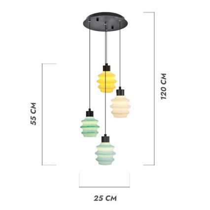 Pendul LED pe cablu CACTUS LED/12W/230V 3000K verde/galben/alb