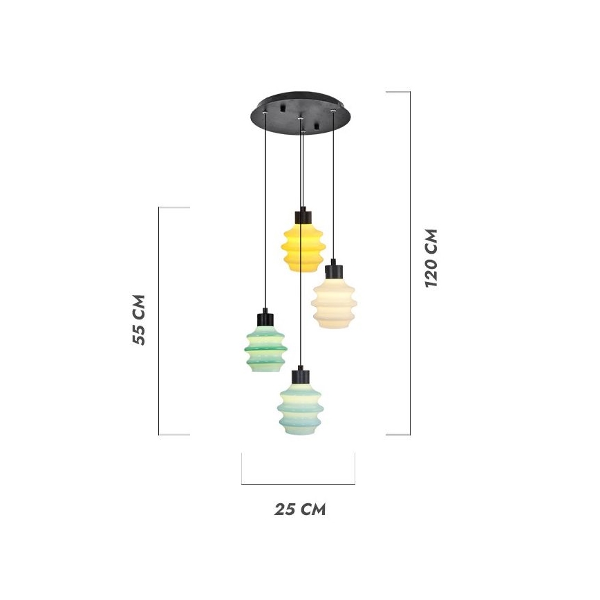 Pendul LED pe cablu CACTUS LED/12W/230V 3000K verde/galben/alb