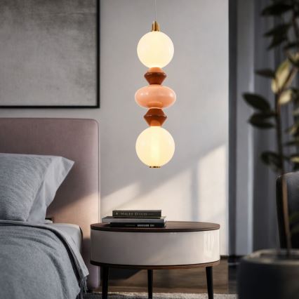 Pendul LED pe cablu FLORES LED/15W/230V, auriu/portocaliu/maro
