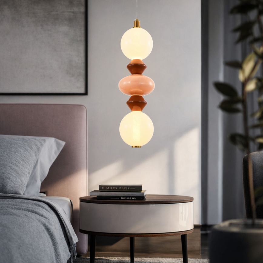 Pendul LED pe cablu FLORES LED/15W/230V, auriu/portocaliu/maro