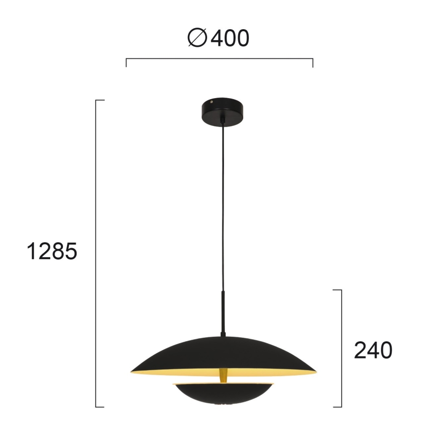 Pendul LED pe cablu MONICA LED/16W/230V negru/auriu