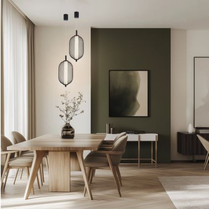 Pendul LED pe cablu PUMA LED/10W/230V diam. 15 cm negru