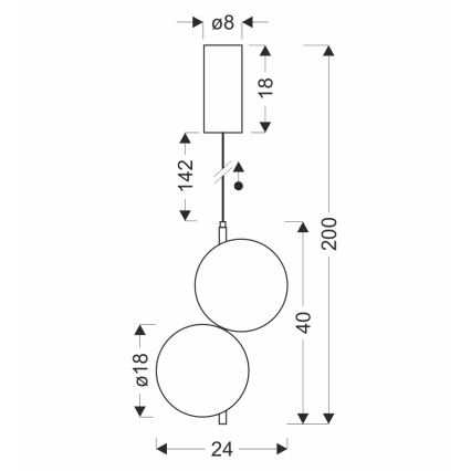 Pendul LED PLAYA pe cablu, 10W, 230V, negru