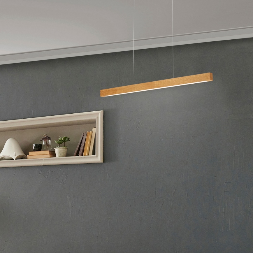 Pendul LED VERDE suspendat pe cablu, 18 W / 230 V, 3000 K, 76 cm, finisaj stejar