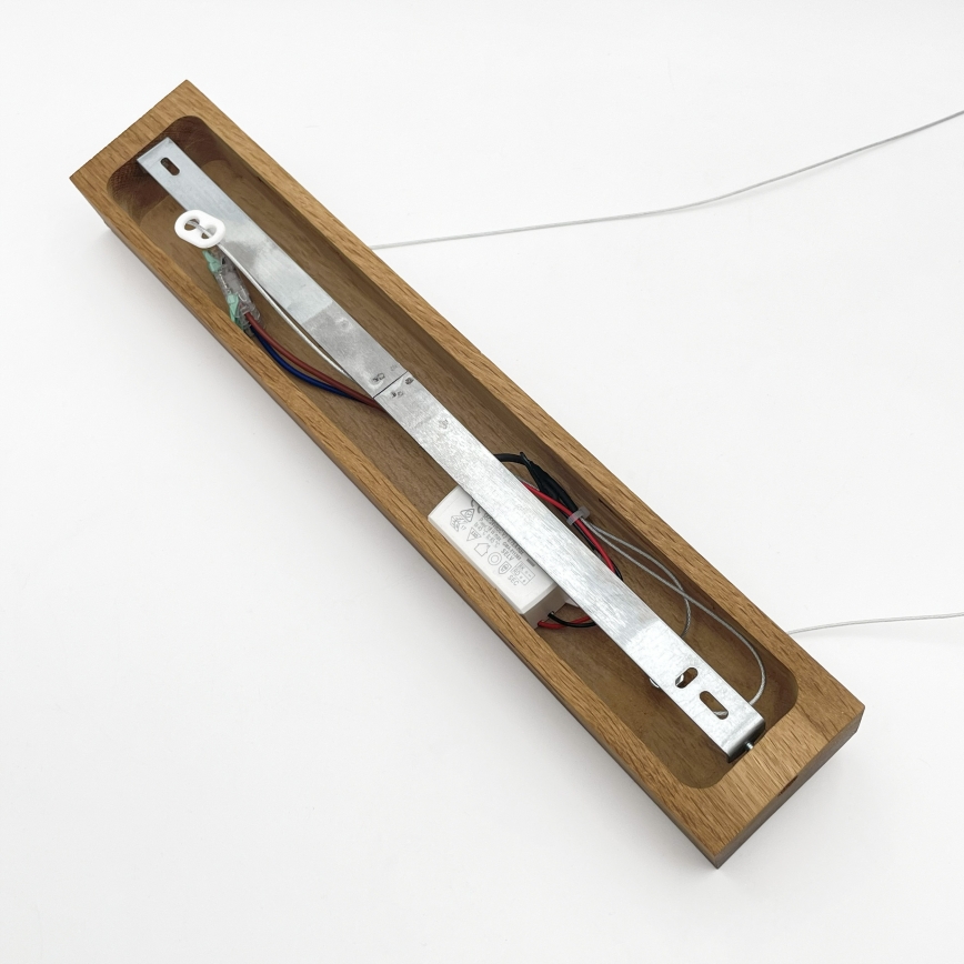 Pendul LED VERDE suspendat pe cablu, 18 W / 230 V, 3000 K, 76 cm, finisaj stejar