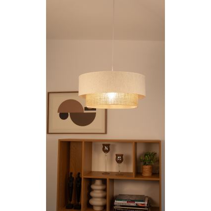 Pendul NATIA pe cablu, 1xE27/60W/230V, Ø 45 cm, alb/maro