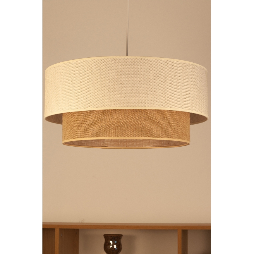 Pendul NATIA pe cablu, 1xE27/60W/230V, Ø 45 cm, alb/maro