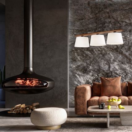 Pendul pe cablu AIDA, 3xE27/60W/230V, Ø25 cm, stejar/nuc