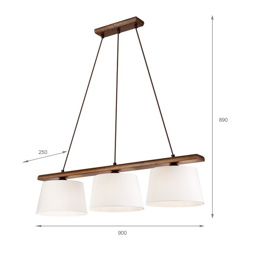 Pendul pe cablu AIDA, 3xE27/60W/230V, Ø25 cm, stejar/nuc