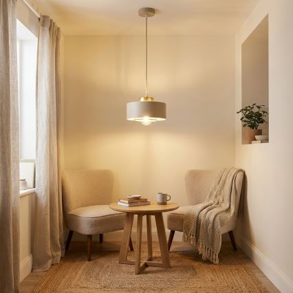 Pendul pe cablu Brilagi, 1 x E27, 60 W, 230 V, Ø 20 cm, bej/auriu