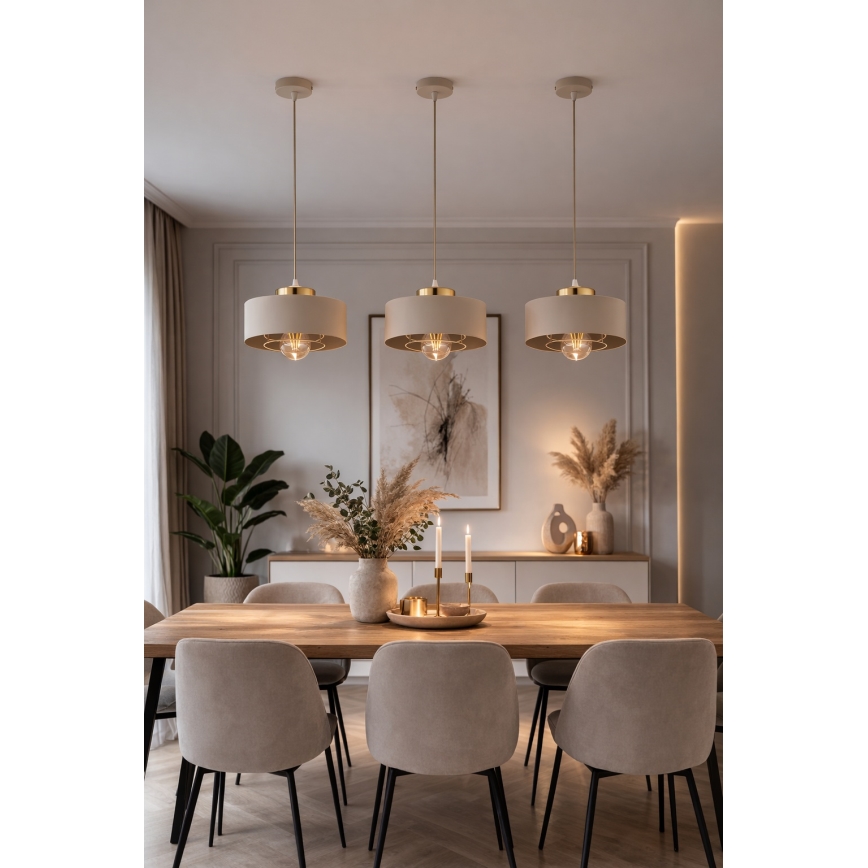 Pendul pe cablu Brilagi, 1 x E27, 60 W, 230 V, Ø 20 cm, bej/auriu