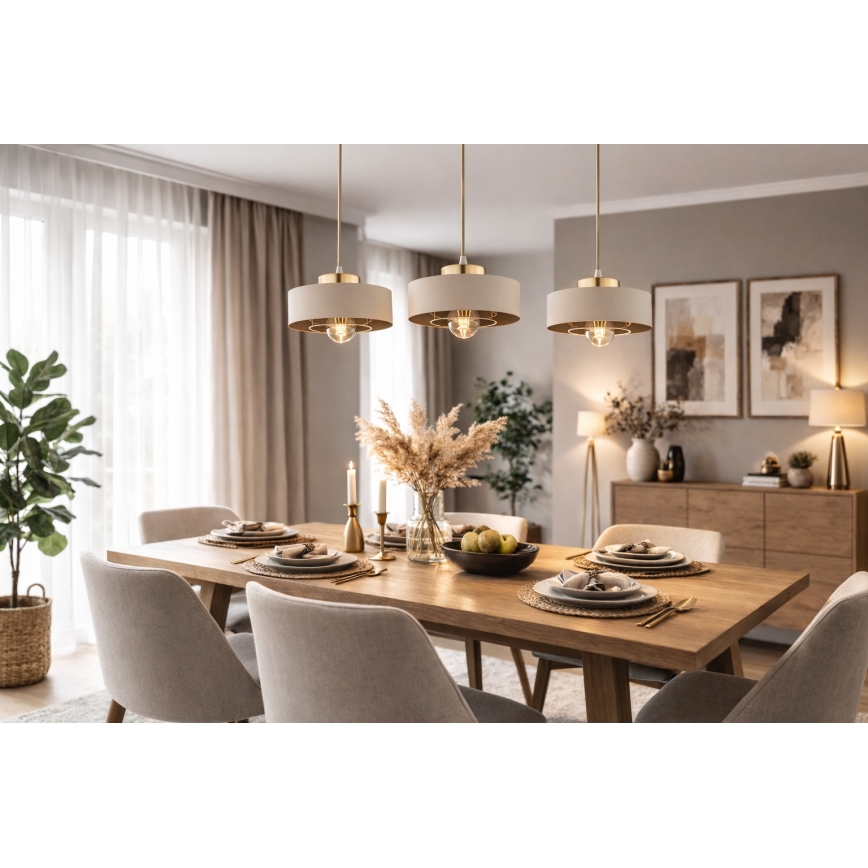 Pendul pe cablu Brilagi, 1 x E27, 60 W, 230 V, Ø 20 cm, bej/auriu