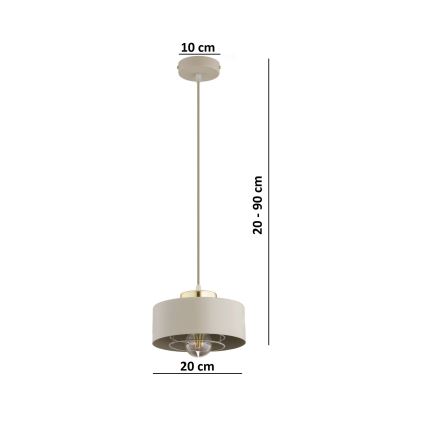 Pendul pe cablu Brilagi, 1 x E27, 60 W, 230 V, Ø 20 cm, bej/auriu