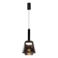 Pendul pe cablu BUENO 1xGX53/9W/230V Ø 18 cm, sticlă fumurie, negru