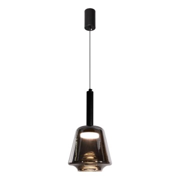 Pendul pe cablu BUENO 1xGX53/9W/230V Ø 18 cm, sticlă fumurie, negru
