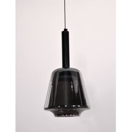 Pendul pe cablu BUENO 1xGX53/9W/230V Ø 18 cm, sticlă fumurie, negru