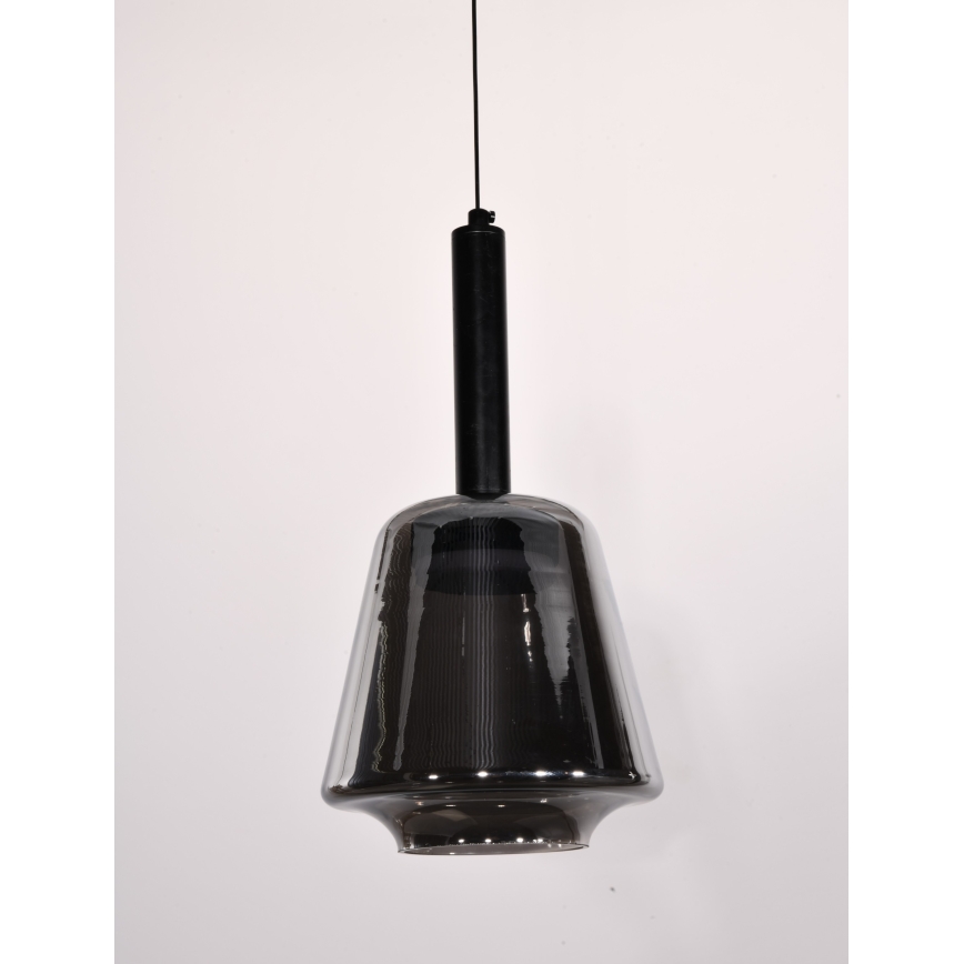 Pendul pe cablu BUENO 1xGX53/9W/230V Ø 18 cm, sticlă fumurie, negru