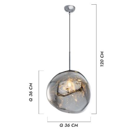 Pendul pe cablu CRUMPLED, 1x E27, 24W, 230V, Ø 26 cm, auriu