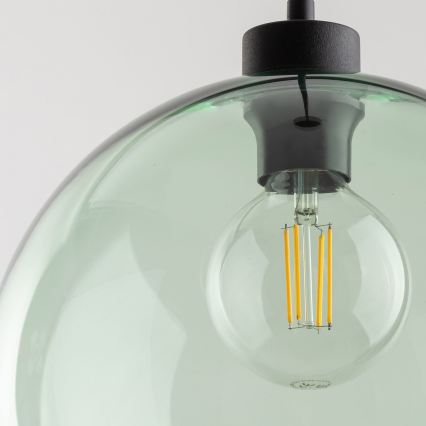 Pendul pe cablu CUBUS 1xE27/15W/230V negru/verde fumuriu
