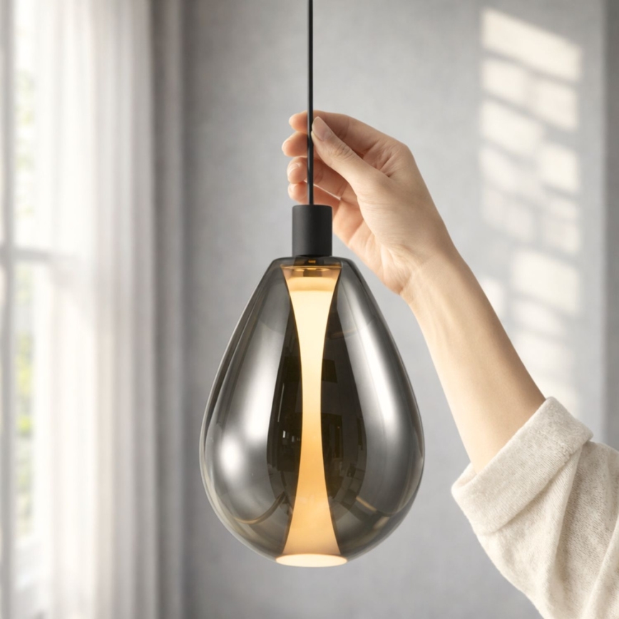 Pendul pe cablu DENSO 1x G9/5W/230V Ø 20 cm, crom negru