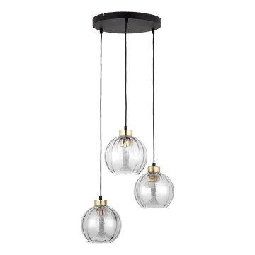 Pendul pe cablu DEVI 3xE27/15W/230V negru/transparent