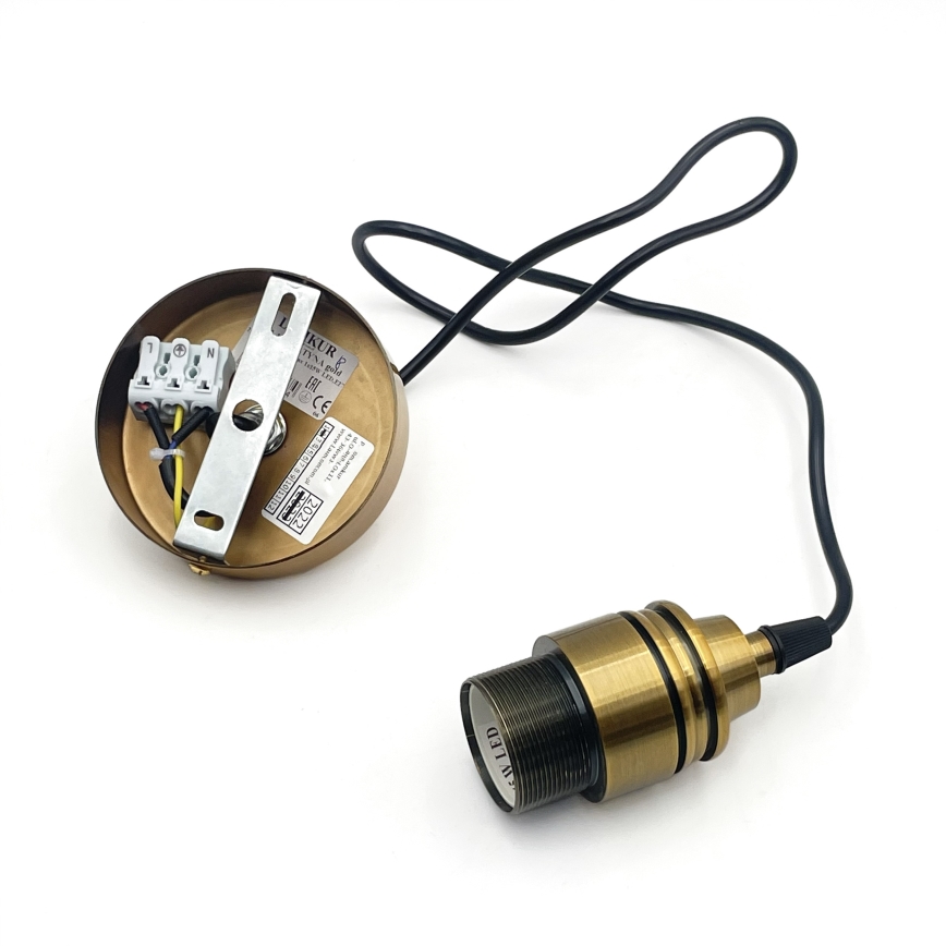 Pendul pe cablu HECTOR 1xE27/15W/230V alb/alamă Ø 25 cm