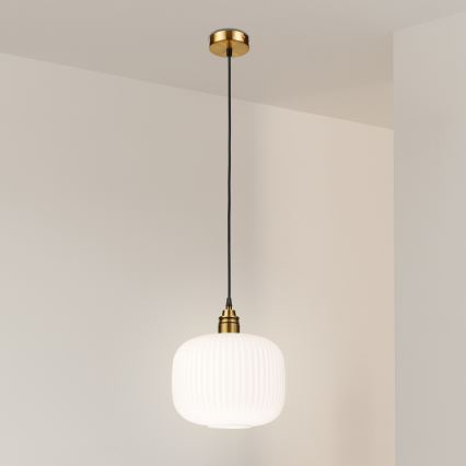 Pendul pe cablu HECTOR, 1xE27/15W/230V, alb/alamă, Ø 25 cm