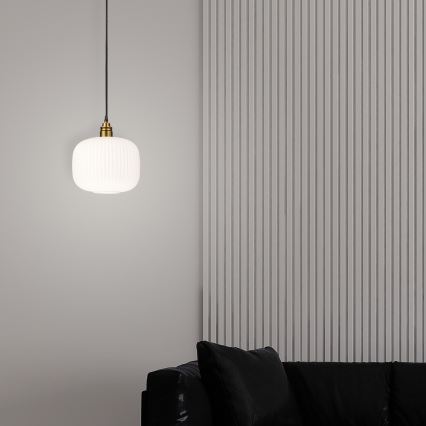 Pendul pe cablu HECTOR, 1xE27/15W/230V, alb/alamă, Ø 25 cm