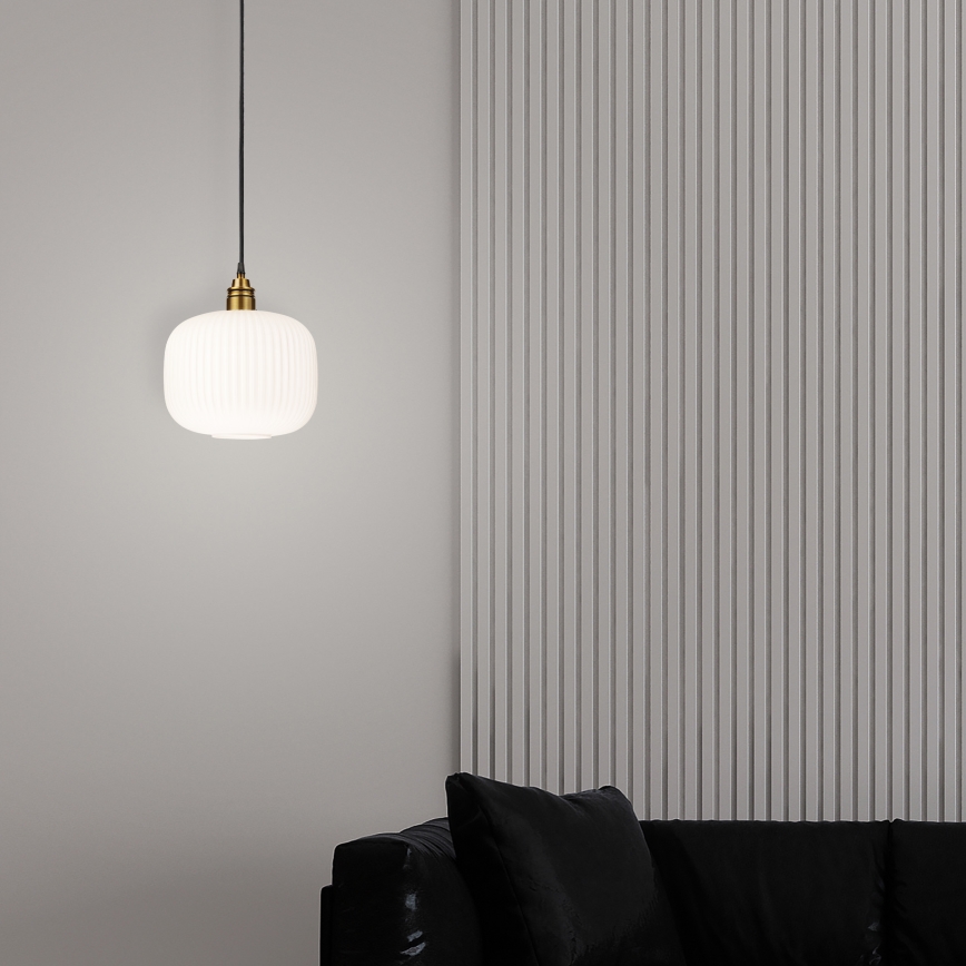 Pendul pe cablu HECTOR, 1xE27/15W/230V, alb/alamă, Ø 25 cm