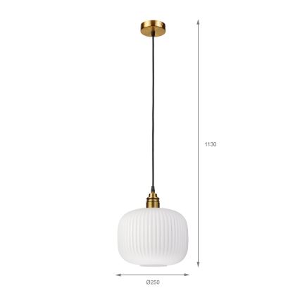 Pendul pe cablu HECTOR, 1xE27/15W/230V, alb/alamă, Ø 25 cm