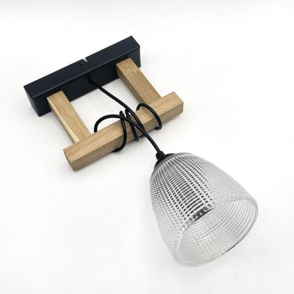 Pendul pe cablu LEANDRA 1xE27/15W/230V stejar/negru