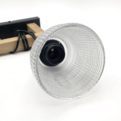 Pendul pe cablu LEANDRA 1xE27/15W/230V stejar/negru