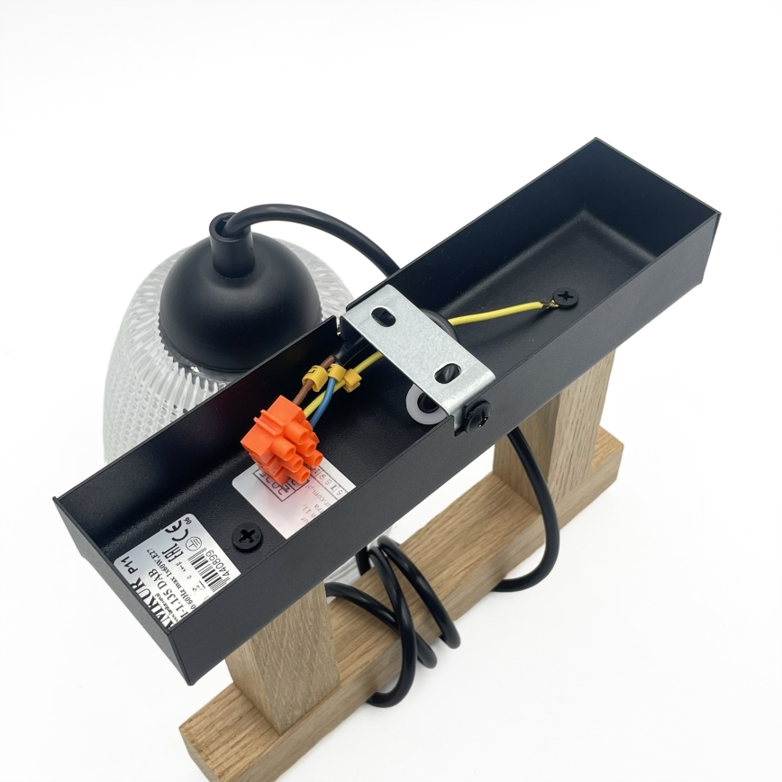 Pendul pe cablu LEANDRA 1xE27/15W/230V stejar/negru