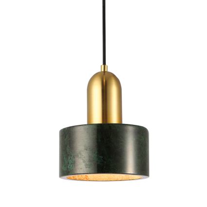 Pendul pe cablu MARBLE 1xE27/60W/230V, auriu/verde cu decor de marmură