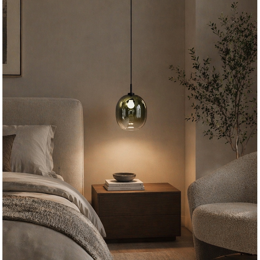 Pendul pe cablu MIRROR 1xE27/14W/230V verde fumuriu