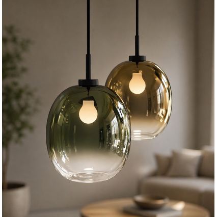 Pendul pe cablu MIRROR 1xE27/14W/230V verde fumuriu
