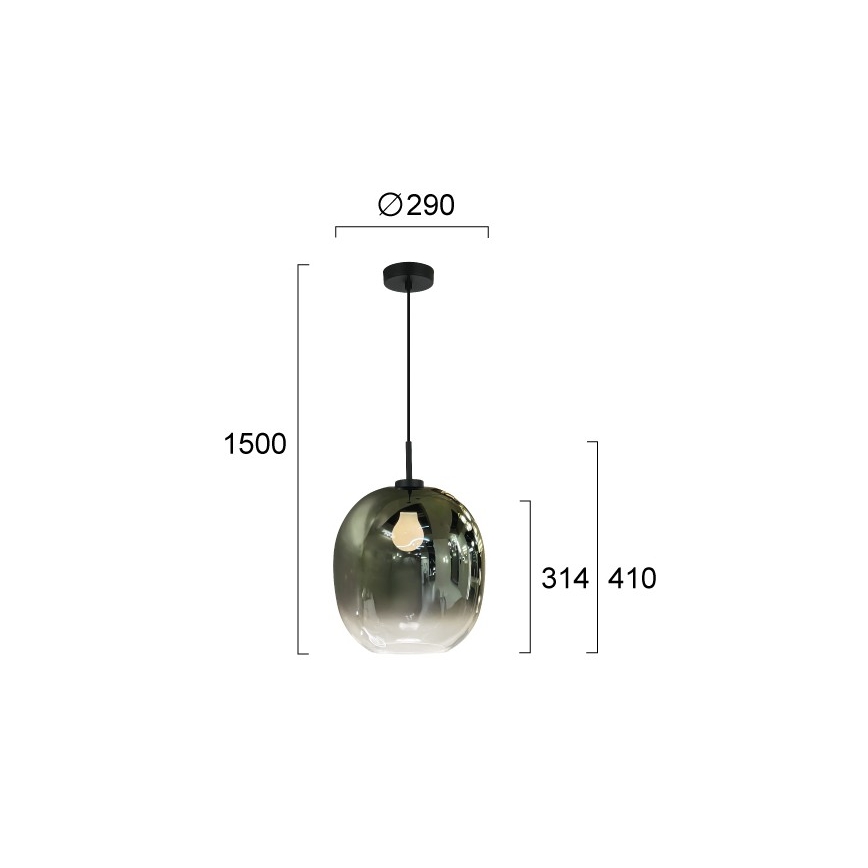 Pendul pe cablu MIRROR 1xE27/14W/230V verde fumuriu