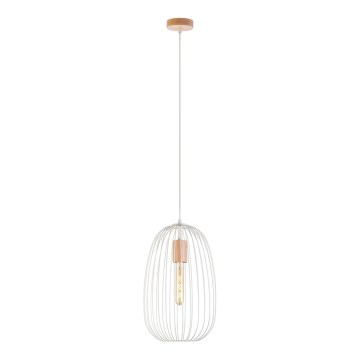 Pendul pe cablu OVELLA 1xE27/15W/230V Ø 25 cm crem/pin