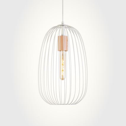 Pendul pe cablu OVELLA 1xE27/15W/230V Ø 25 cm crem/pin