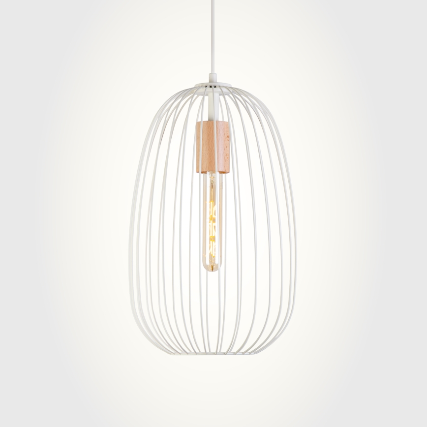 Pendul pe cablu OVELLA 1xE27/15W/230V Ø 25 cm crem/pin