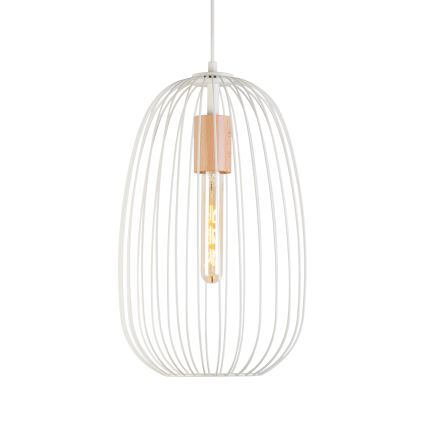 Pendul pe cablu OVELLA 1xE27/15W/230V Ø 25 cm crem/pin