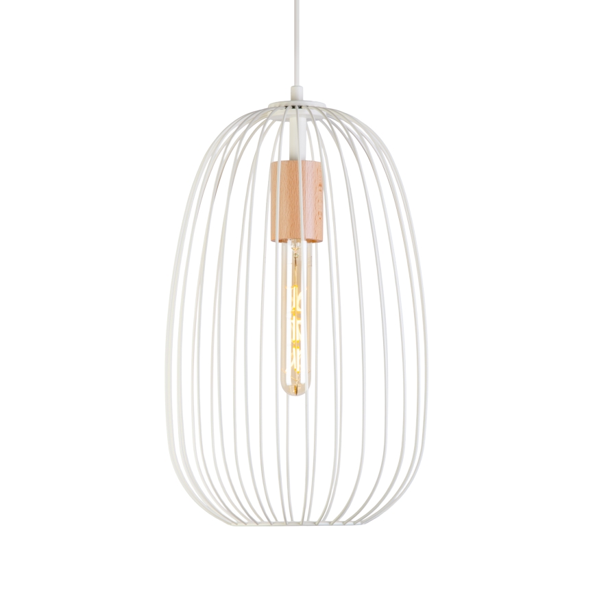Pendul pe cablu OVELLA 1xE27/15W/230V Ø 25 cm crem/pin
