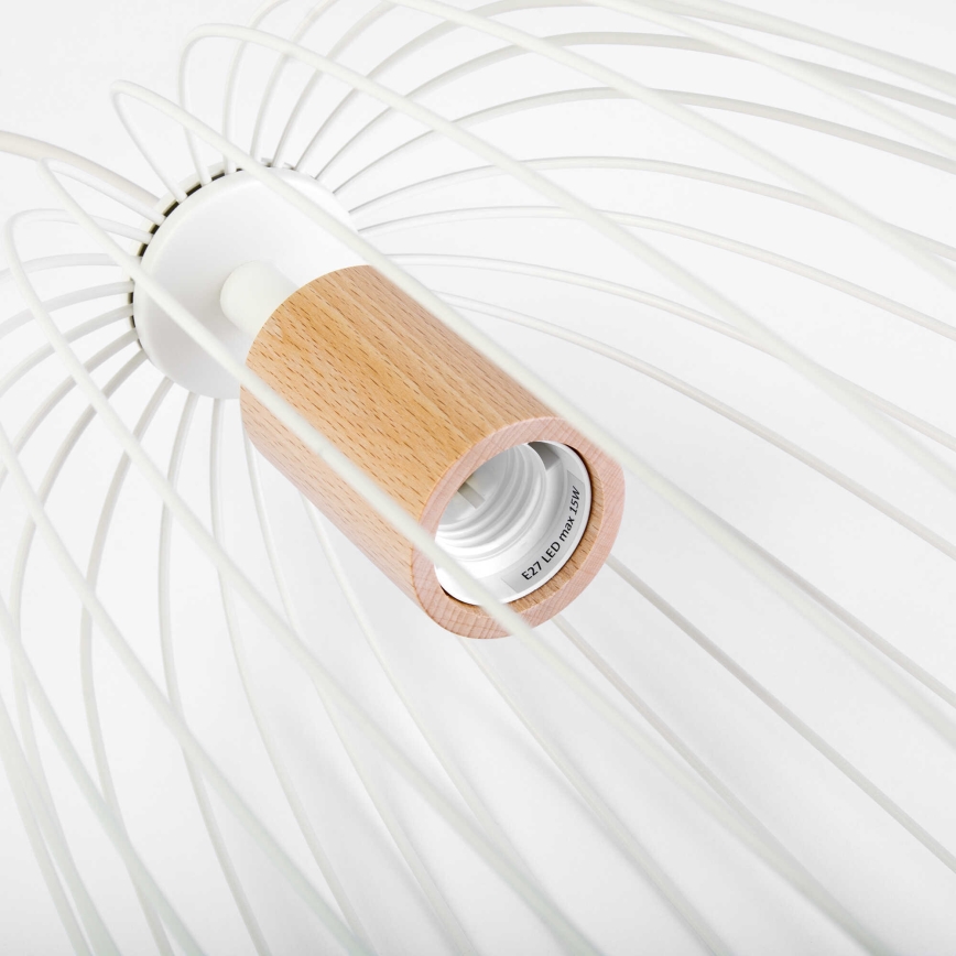 Pendul pe cablu OVELLA 1xE27/15W/230V Ø 25 cm crem/pin