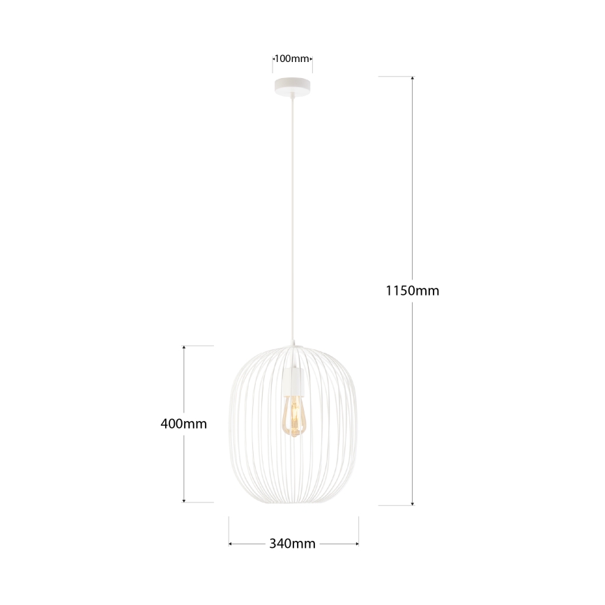 Pendul pe cablu OVELLA, 1xE27/15W/230V, Ø 34 cm, crem