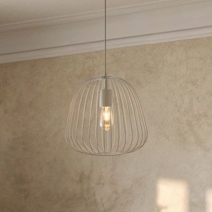Pendul pe cablu OVELLA 1xE27/15W/230V, Ø 36 cm, crem