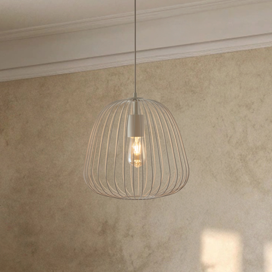 Pendul pe cablu OVELLA 1xE27/15W/230V, Ø 36 cm, crem