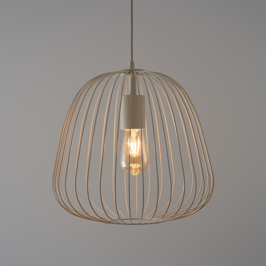 Pendul pe cablu OVELLA 1xE27/15W/230V, Ø 36 cm, crem