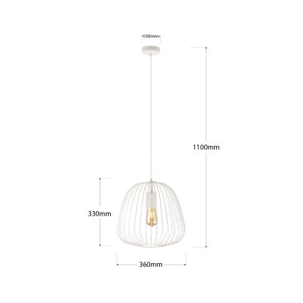 Pendul pe cablu OVELLA 1xE27/15W/230V, Ø 36 cm, crem