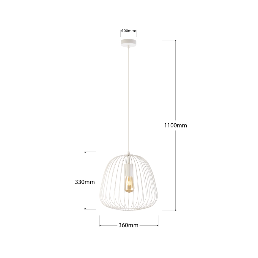 Pendul pe cablu OVELLA 1xE27/15W/230V, Ø 36 cm, crem