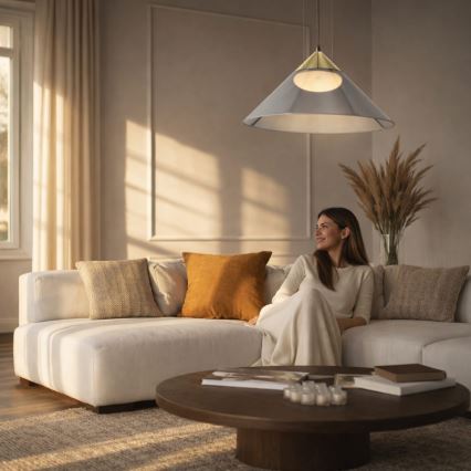 Pendul pe cablu PRESTO 1xGX53/10W/230V, diametru 50 cm, auriu/gri fumuriu